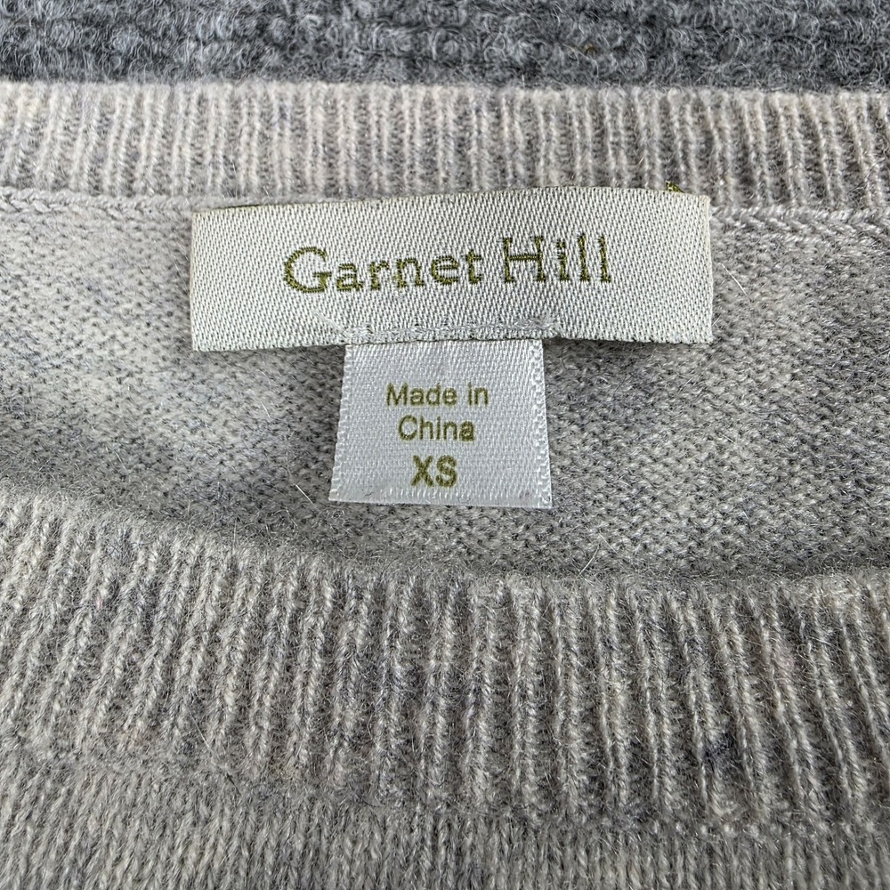 Garnet Hill Women's 100% Cashmere Sweater XS Gray‎ Layered Lace Hem Luxe Soft - Picture 8 of 13